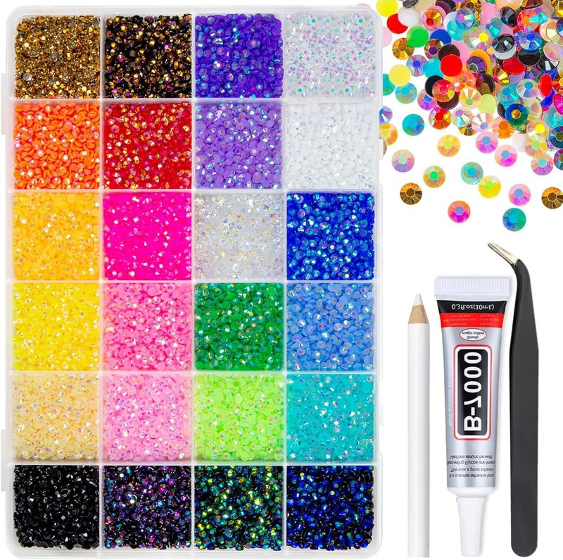 24 Color 13800pcs 3mm Jelly Resin Rhinestones - Colorful AB Gems for Nail Art, Makeup, DIY Crafts & More