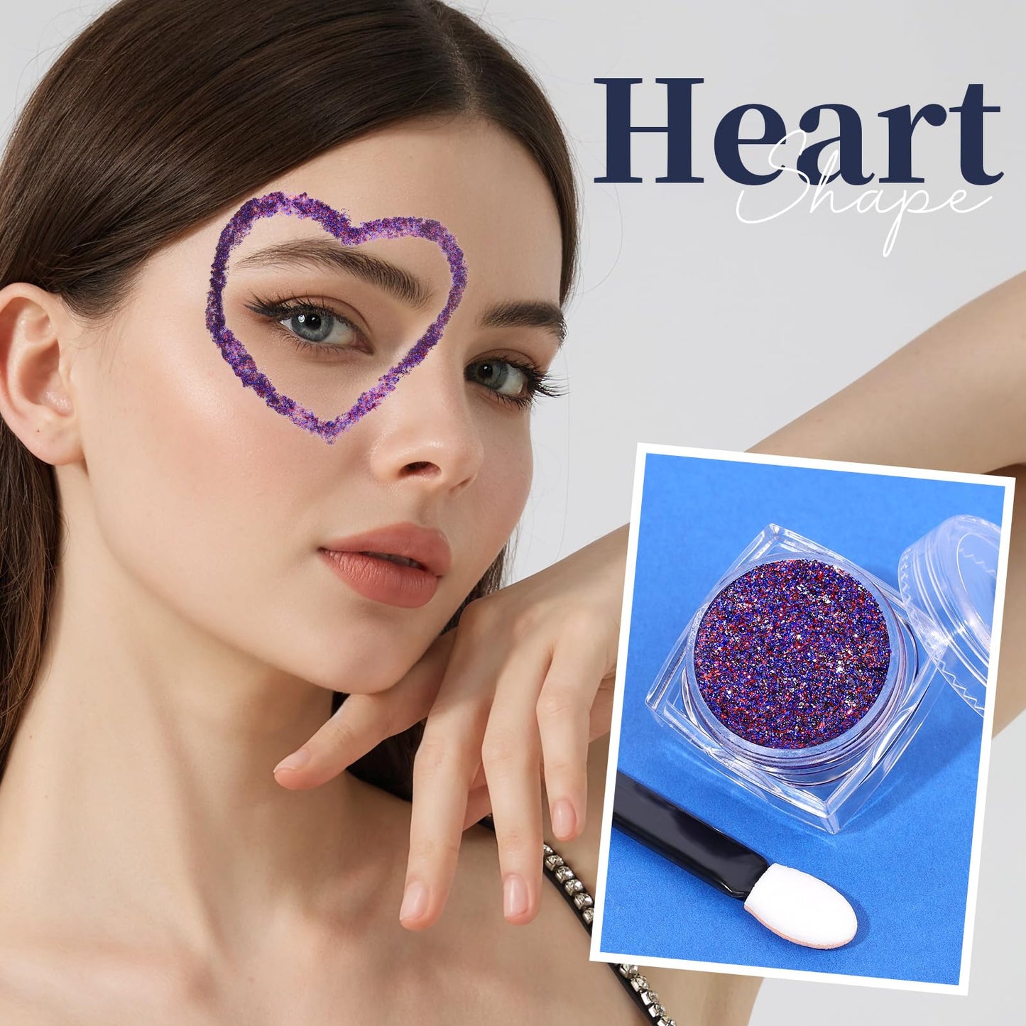 Teenitor Body Glitter Gel, 6 Shape Red White and Blue Face Glitter, 4th of July Accessories Hair Glitter for Kids, 4th of July Outfits USA Accessories for Women, Blue Face Glitter for Independence Day