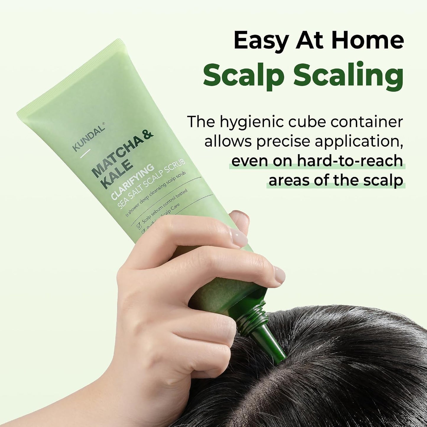 KUNDAL Matcha & Kale Scalp Scrub - Purifying Sea Salt Exfoliant | Herb Mint, 7.05 Oz - Balances Oil & Removes Impurities