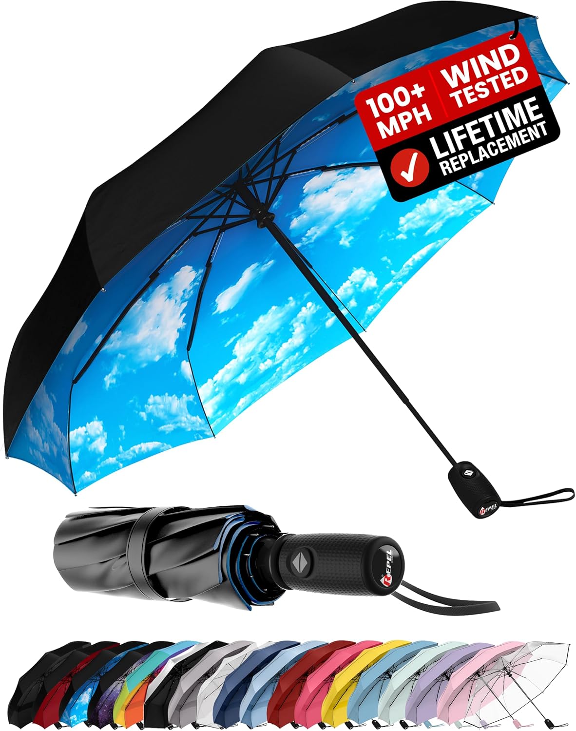 Windproof Travel Umbrella - Compact Auto Folding Design | Withstands 100MPH Winds, Durable & Lightweight for Men & Women