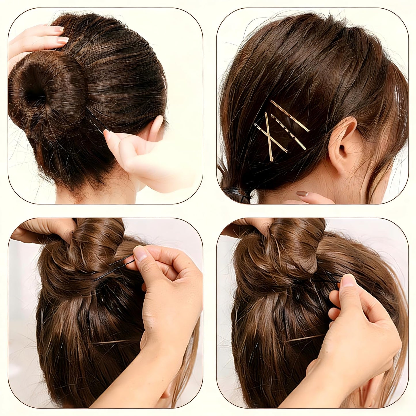 DEFENSUN 200 Pcs Brown Thick Bobby Pins Set - 4 Style Mix (2.2" 2.36" 2.75" Bobby Pins & 2.36" U-Shape) - 50pcs Each - Premium Reusable Hair Accessories with Storage Box