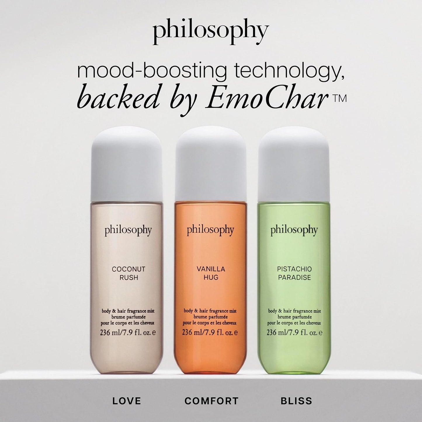 Philosophy Hair and Body Mists - Long-Lasting Fragrance Mist for Women | Hydrating Vanilla, Pistachio & Coconut Scents