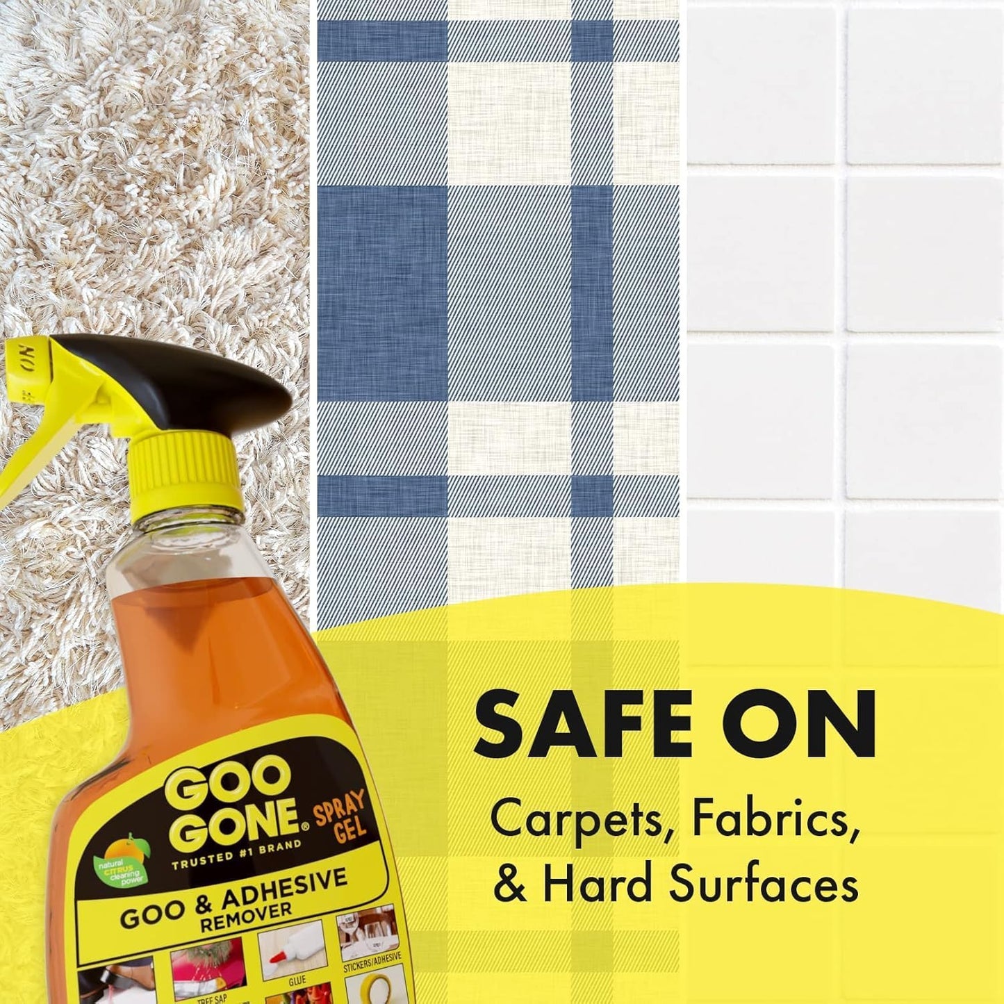 Goo Gone Adhesive Remover Spray Gel - 12 Oz Citrus Formula for Glue, Stickers, Tape & Grease Cleanup | Ideal for Hard Surfaces & Fabrics