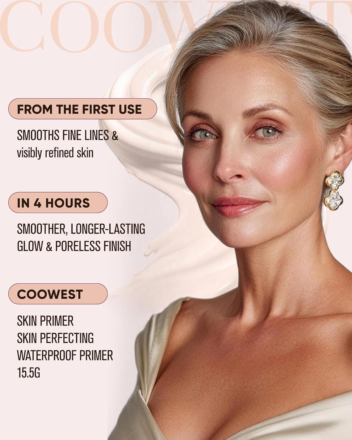 Instant Line Smoother Primer - Fine Line Blurring Makeup Primer with Vitamin C & Hyaluronic Acid | Lightweight for Mature Skin, 15.5g