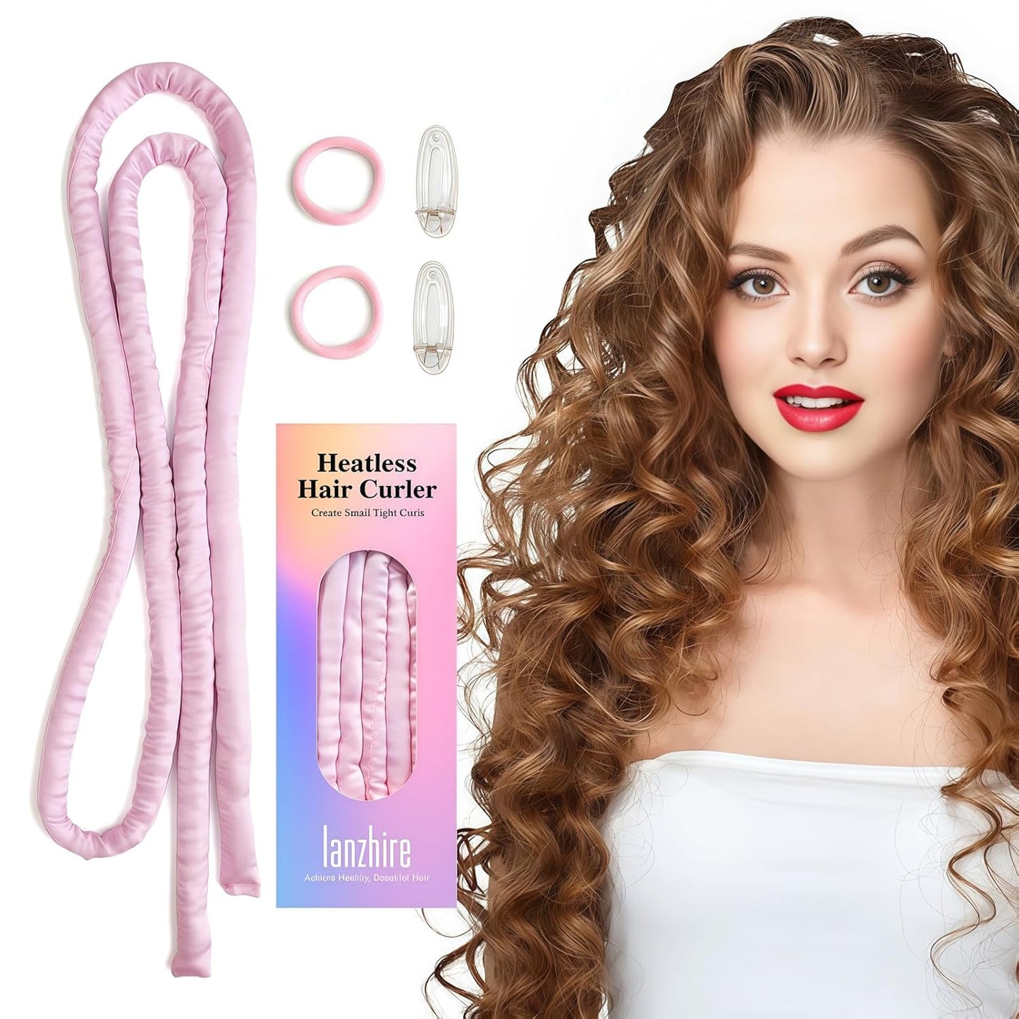 No Heat Overnight Curling Headband - Heatless Curlers for Long & Short Hair | Black