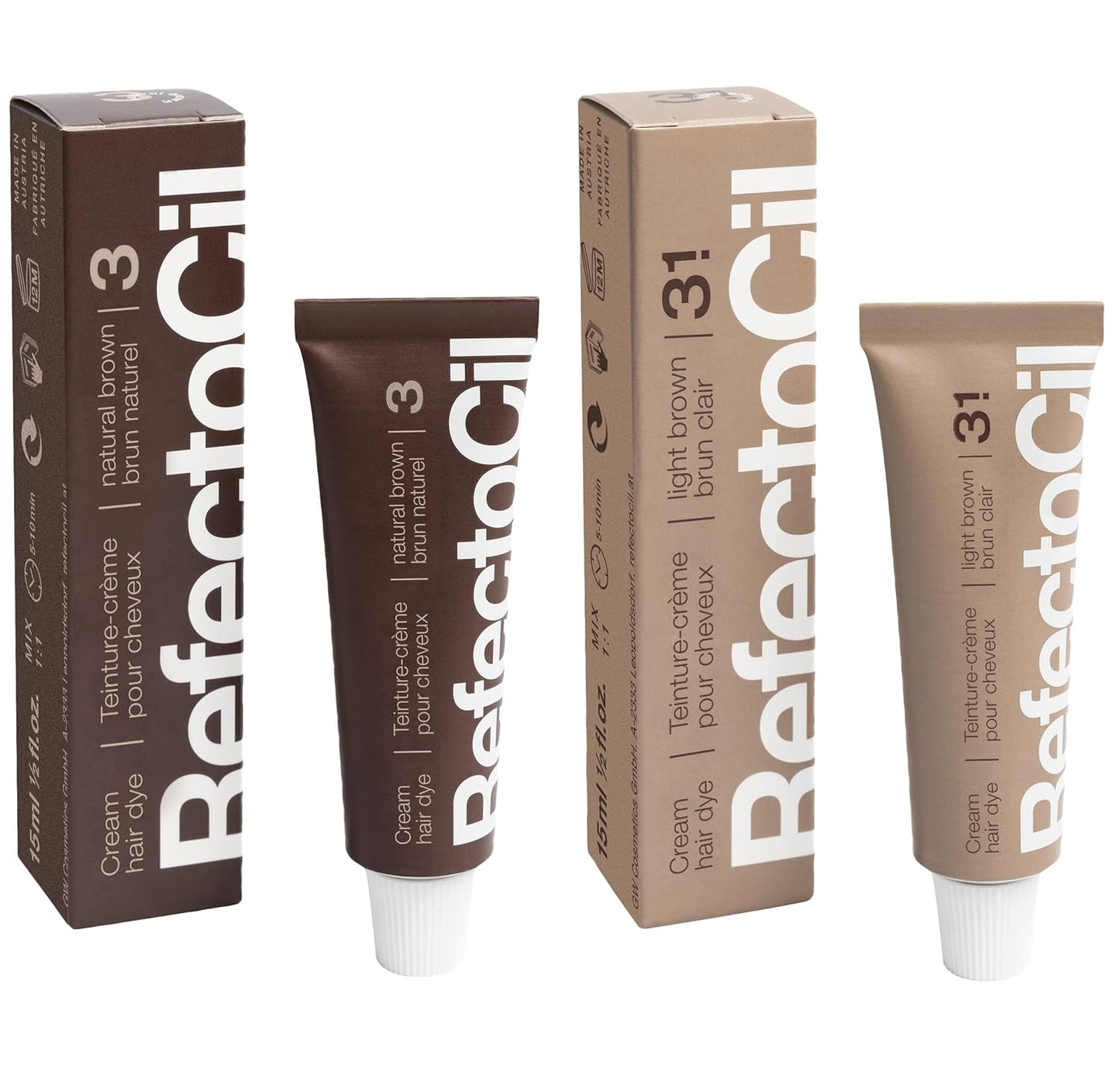 RefectoCil Cream Hair Dye 2-Pack | Professional Long-Lasting Hair Tint in Rich Shades