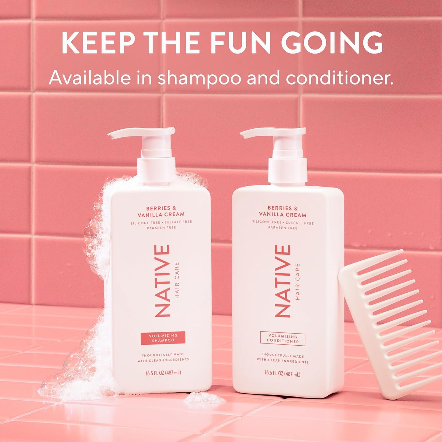Native Volumizing Shampoo - Berries & Vanilla Cream | 16.5 fl Oz for Full-Bodied Hair