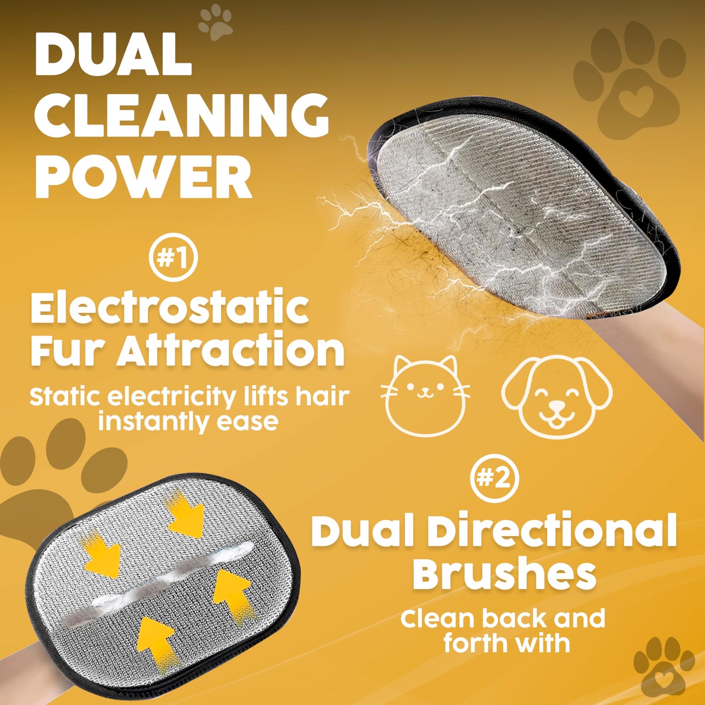 2 Pack Pet Hair Remover Gloves – Cat & Dog Fur Removal Mitt, Reusable Hair Cleaner Glove for Couch, Furniture, Clothes & Car Seats, Lint Cleaning Mitt, Animal Hair Remover Tool