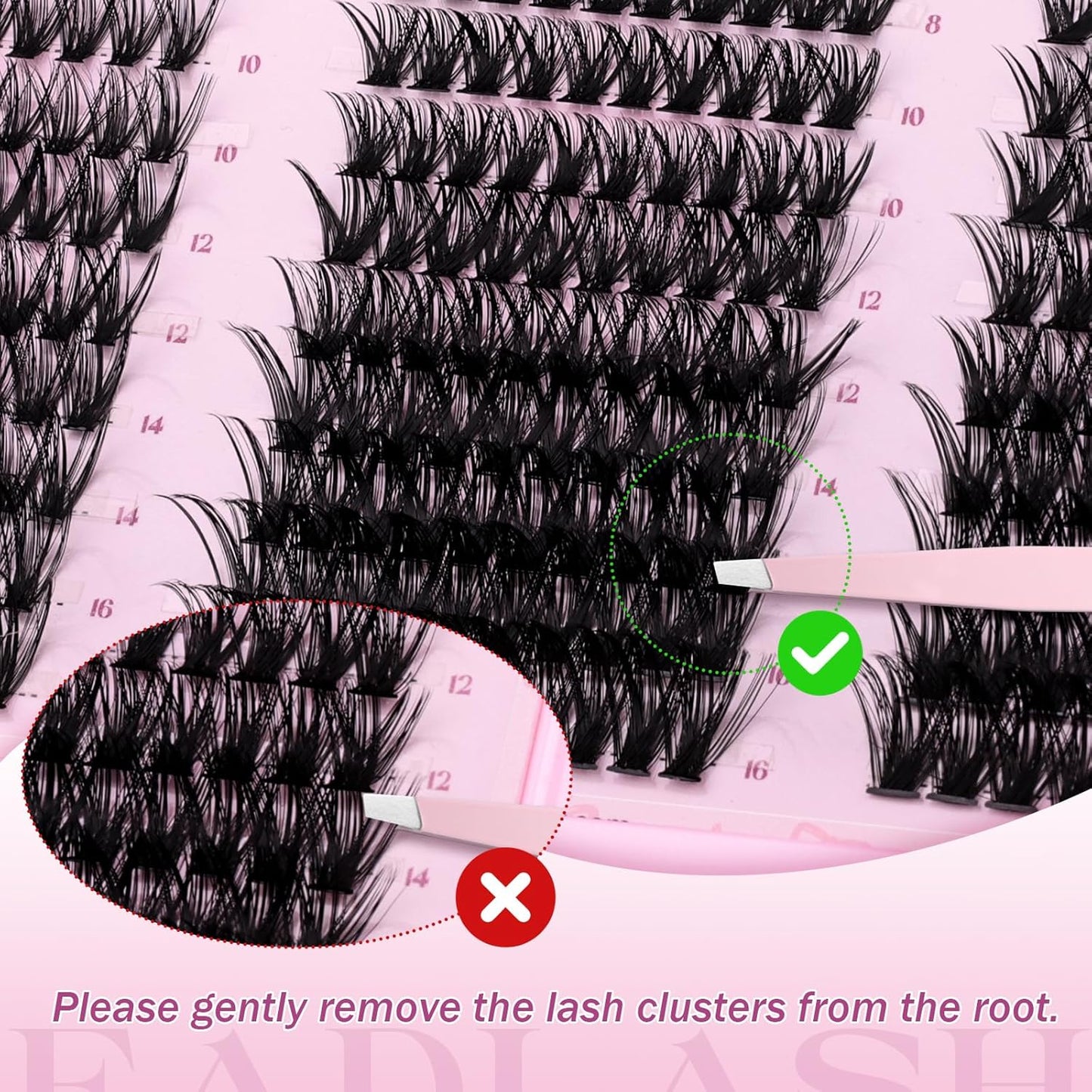 FADLASH Lash Clusters - 40D/50D/60D Natural Eyelash Extensions | Wispy 8-16mm D Curl, Soft Thin Band for DIY Use