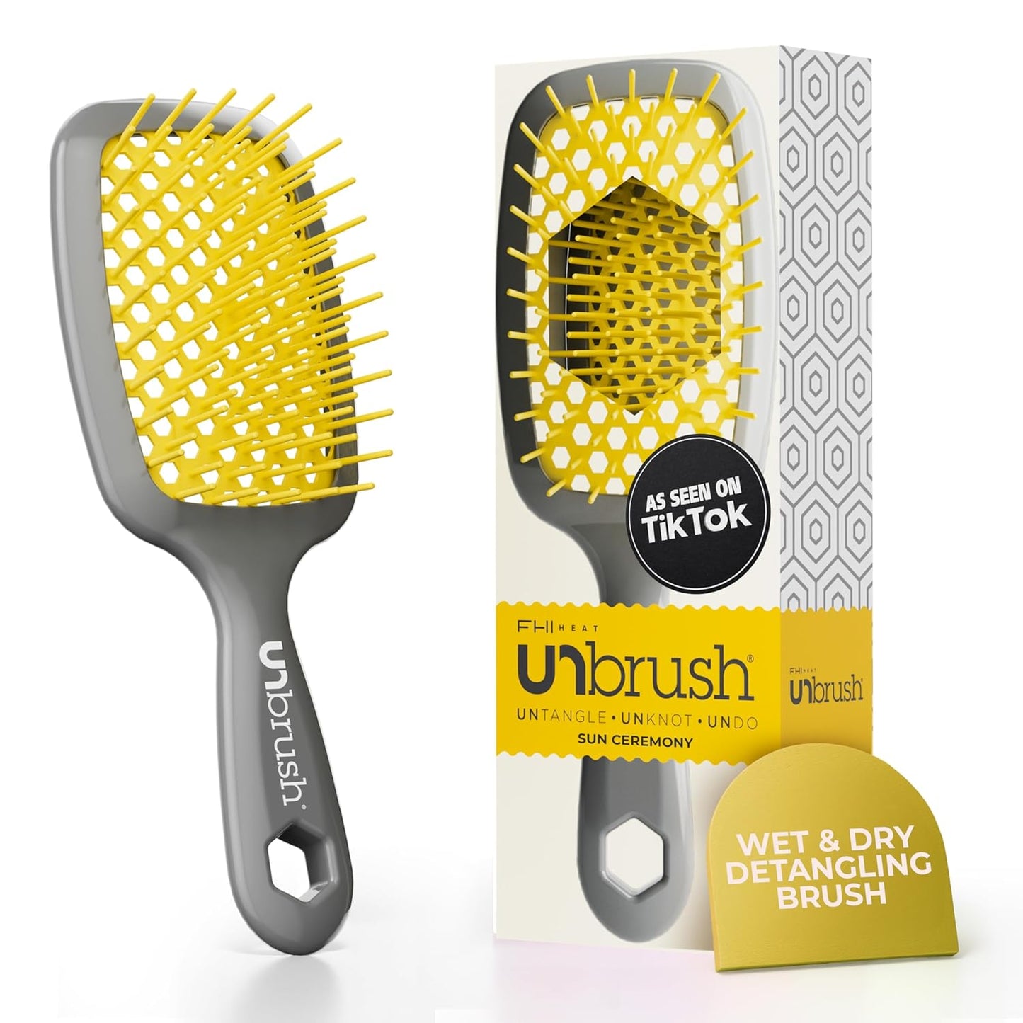 FHI Heat Detangling Brush - Pain-Free Brushing for Wet & Dry Hair | Durable DuoFlex Bristles, Lightweight, Cherry Blossom