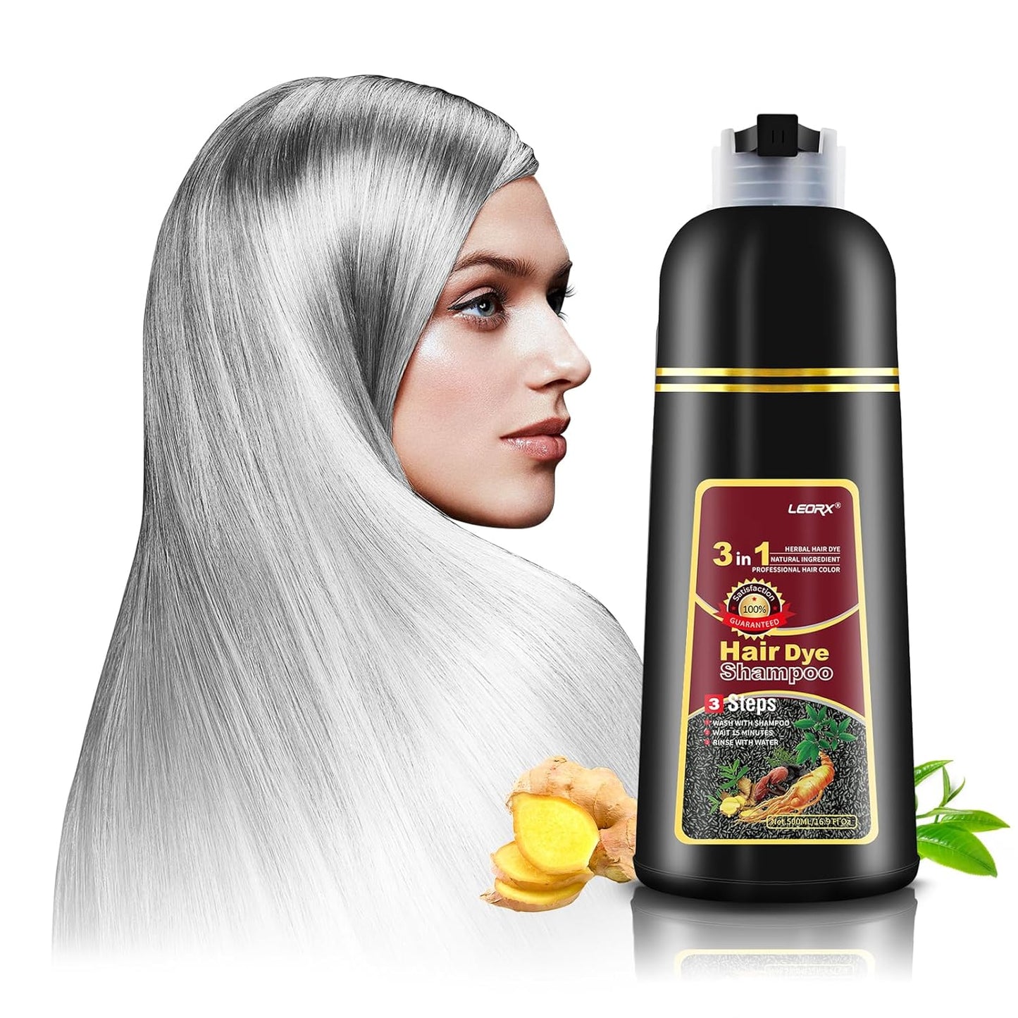 Copper Brown Hair Dye Shampoo - 3 In 1 Herbal Formula for Instant Color Refresh | Unisex Hair Treatment