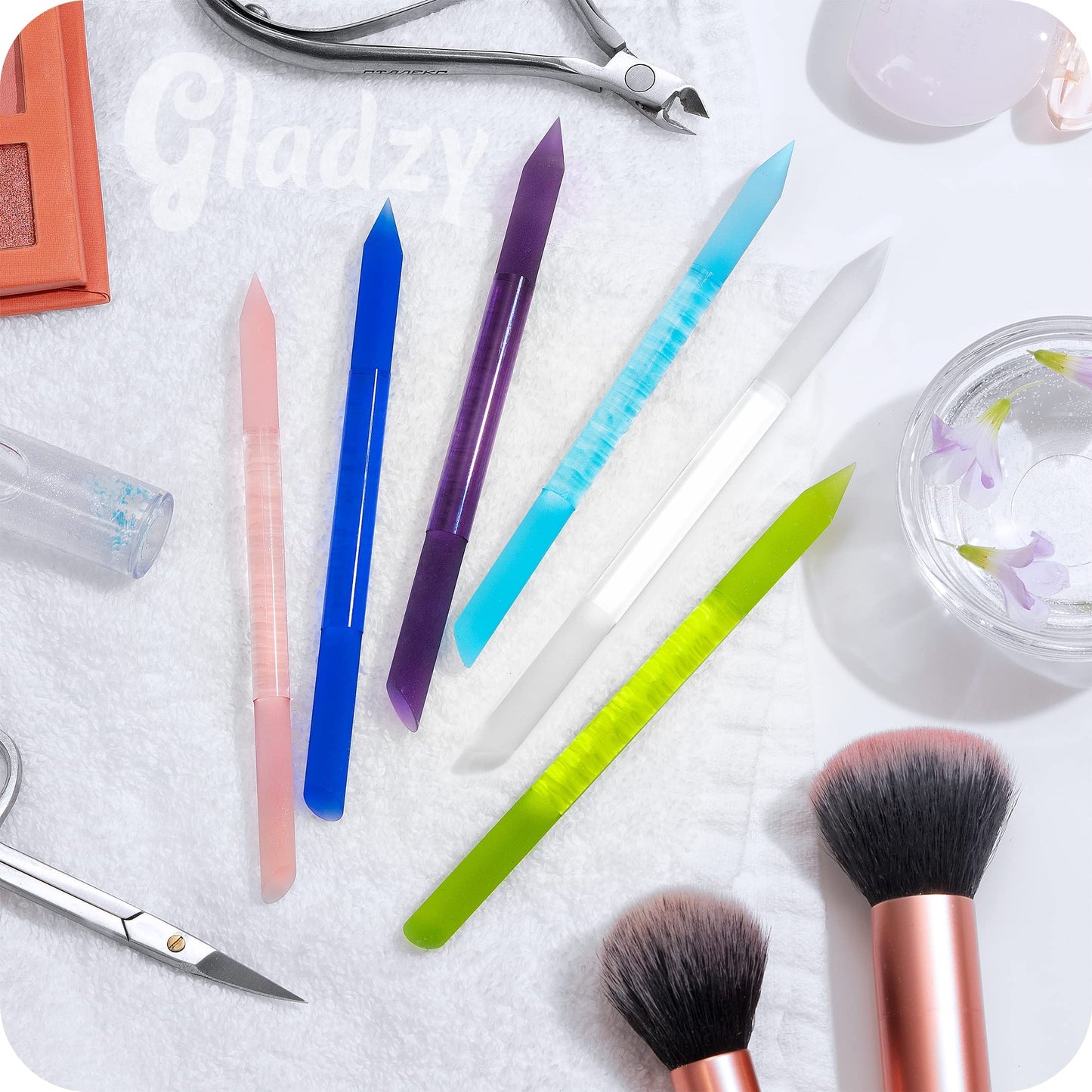 GLADZY Glass Cuticle Pusher - Manicure Cuticle Stick - Crystal Glass Cuticle Remover - Professional Nail Care Tool - Genuine Czech Quality Premium File Set