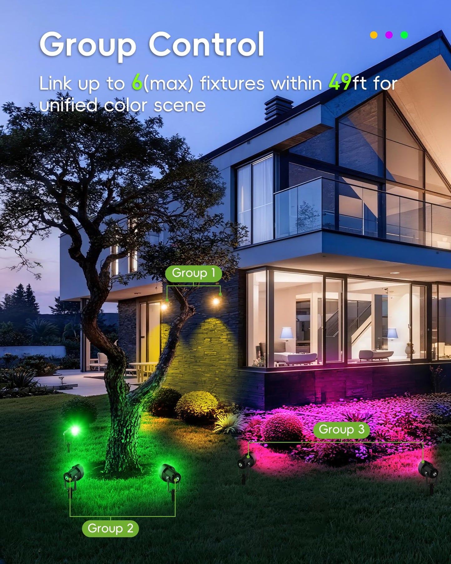 CORESLUX Spot Lights Outdoor, RGBW LED Landscape Lights with APP & Remote Control, Music Mode, DIY Scenes, Timing, IP65 Waterproof Outdoor Landscape Lights for Path Garden Yard