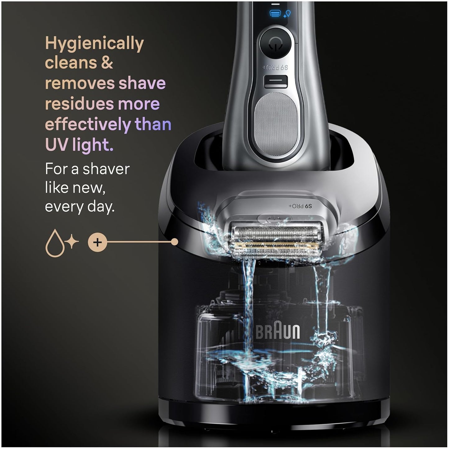 Braun Electric Razor for Men - Series 9 PRO+ Foil Shaver with Precision Trimmer | SmartCare Center, Silver, 9667cc