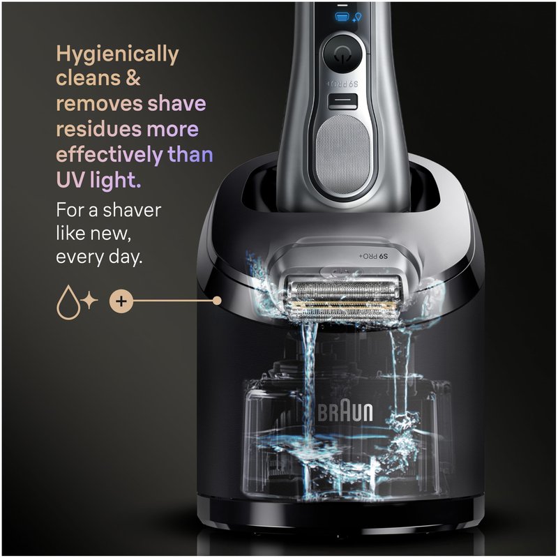 Braun Electric Razor for Men Series 9 PRO+ Electric Foil Shaver with Precision Trimmer and 6in1 SmartCare Center, Silver, 9667cc