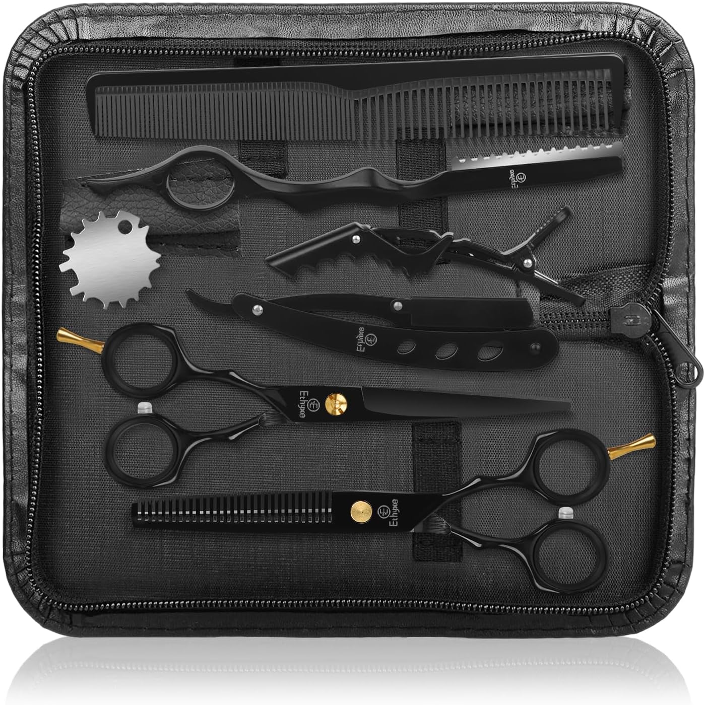 Professional Black Hairdressing Scissors - 6.5" Japanese Stainless Steel Thinning & Trimming Shears | Salon-Grade Barber Tools
