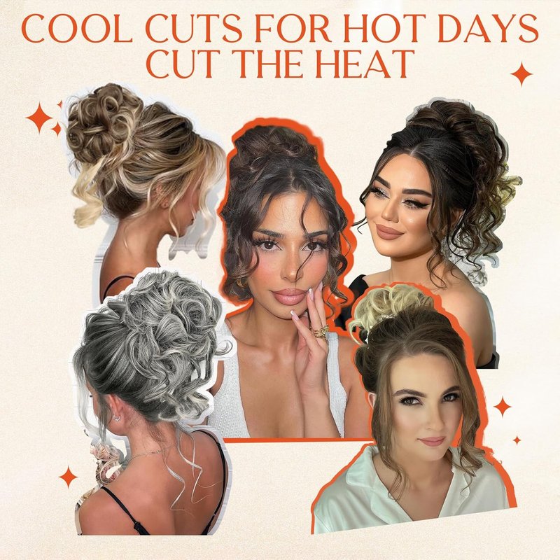 RONTAYA Messy Bun Hair Piece - Wavy Curly Synthetic Updo Extension | Dark Brown 2PCS