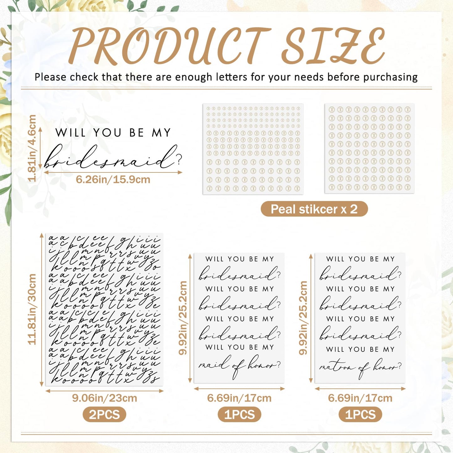 YooNotee Personalized Will You Be My Bridesmaid Sticker with Name Pearl Decal Vinyl Proposal Decal Custom Name Decals DTF Transfer for Bridesmaids Box Bridal Shower Wedding Bachelorette Party