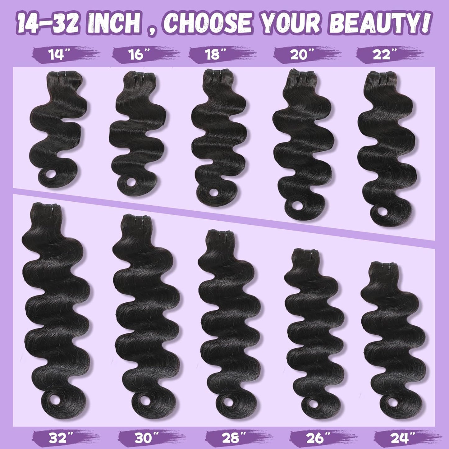 Raw Human Hair Bundles - 100% Unprocessed Brazilian Body Wave | 18-24 Inch, Natural Black, 4-Pack