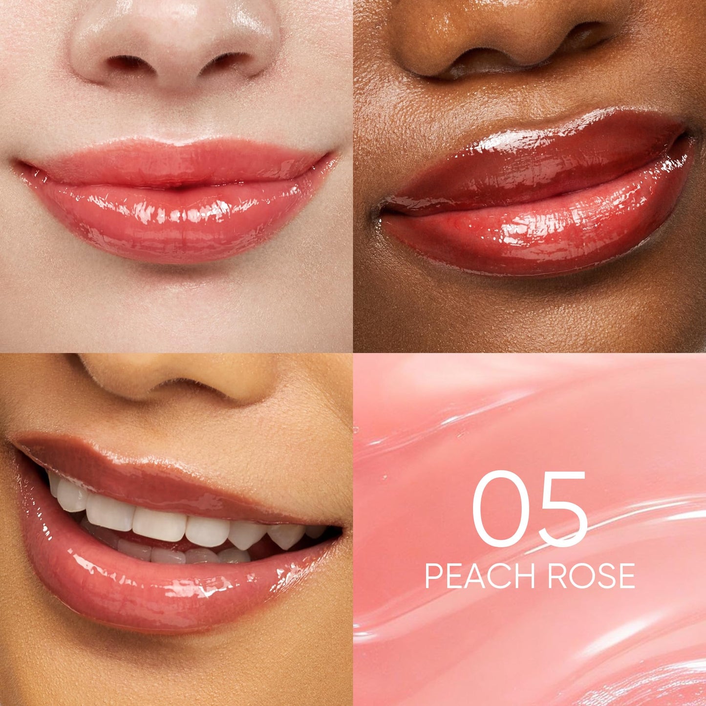 SKINTIFIC Peptide Brightening Lip Serum, Hydrating & Plumping Tinted Lip Gloss, Moisturizing Lip Balm with Polypeptides & Squalane for Glossy Sheer, Smooth Lips(05 Peach Rose)