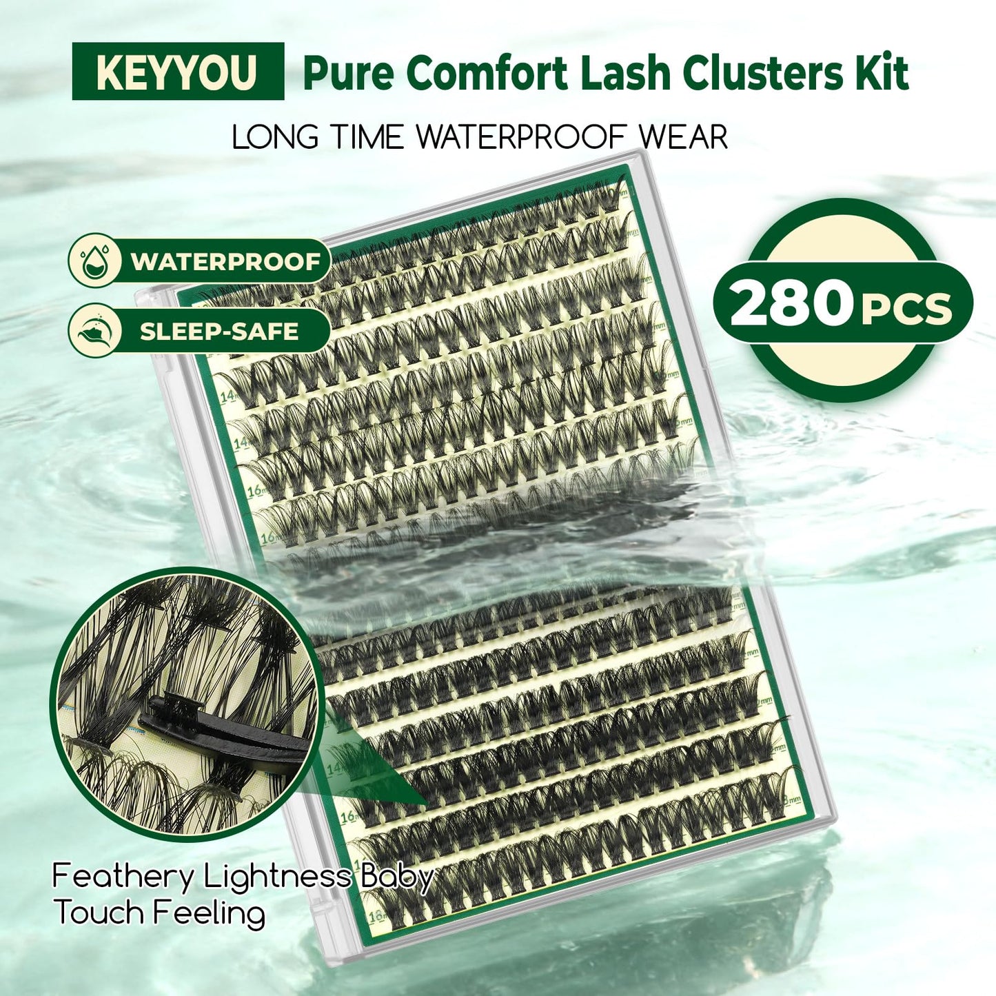 KEYYOU Lash Clusters Kit 60D80D Wispy Voluminous Look for Date or Wedding