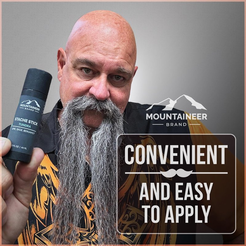 Mountaineer Brand Stache Stick | Pine Tar Scent | Made with Natural Ingredients West Virginia | Firm & Long Lasting Hold | Mustache Wax | Moustache Shape & Styling | Beard Wax for Men | 1.5oz