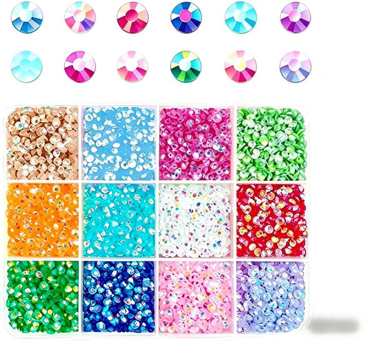 12000Pcs Resin Jelly Rhinestones for Bedazzling, Multicolor 3mm Flatback Gems for Diamond Art, Bedazzler Kit for Nail Art Crafting Book Makeup (Jelly | 12 Colors -6)