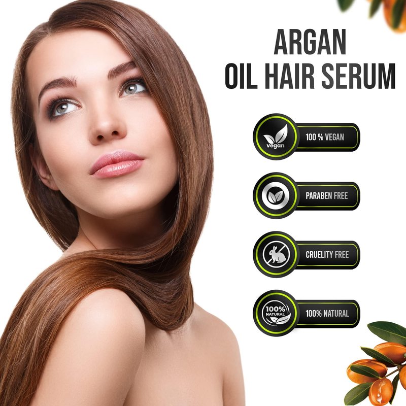 Amira Beauty Hair Repair Serum Argan Oil - Shine, Growth, Frizz Control, Smoothing, Strengthening Heat Protection For All Hair Types 4Fl. oz