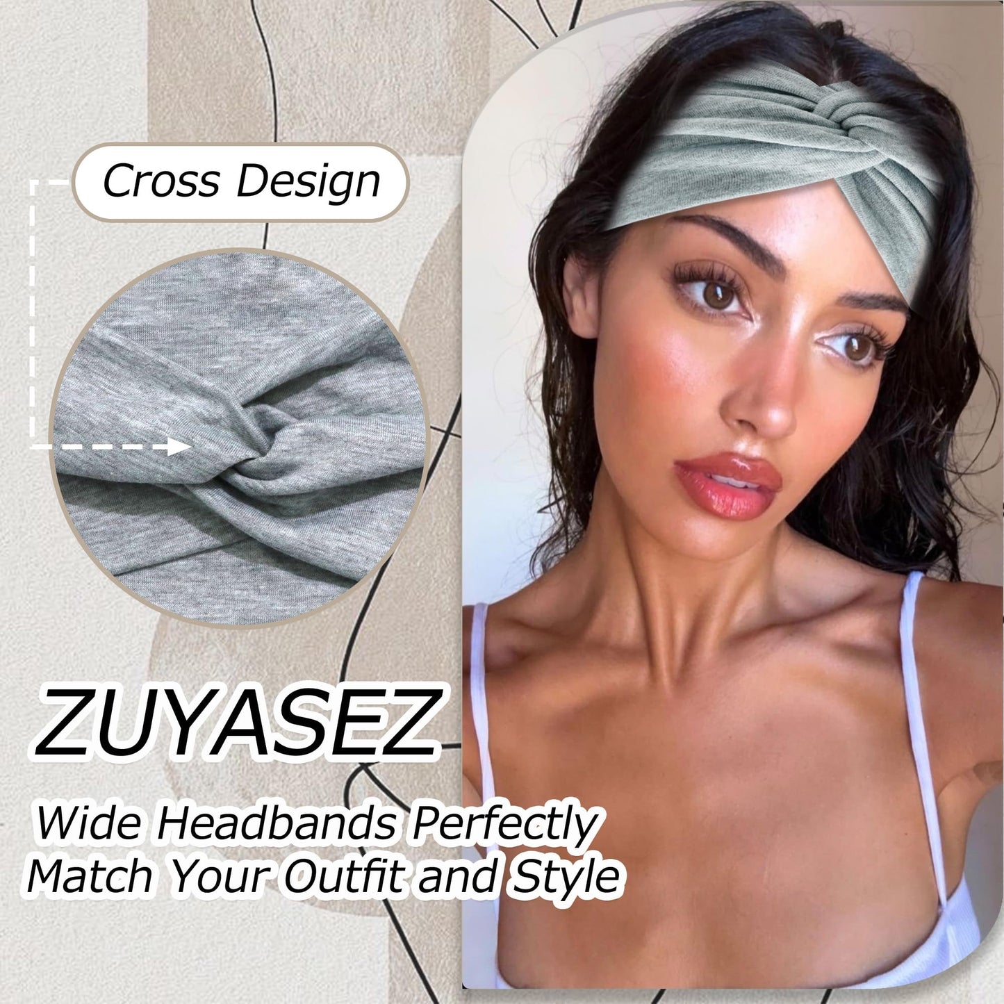 ZUYASEZ 4 Pack Wide Headband for Women Stretchy Boho Twist Turban Hair Band
