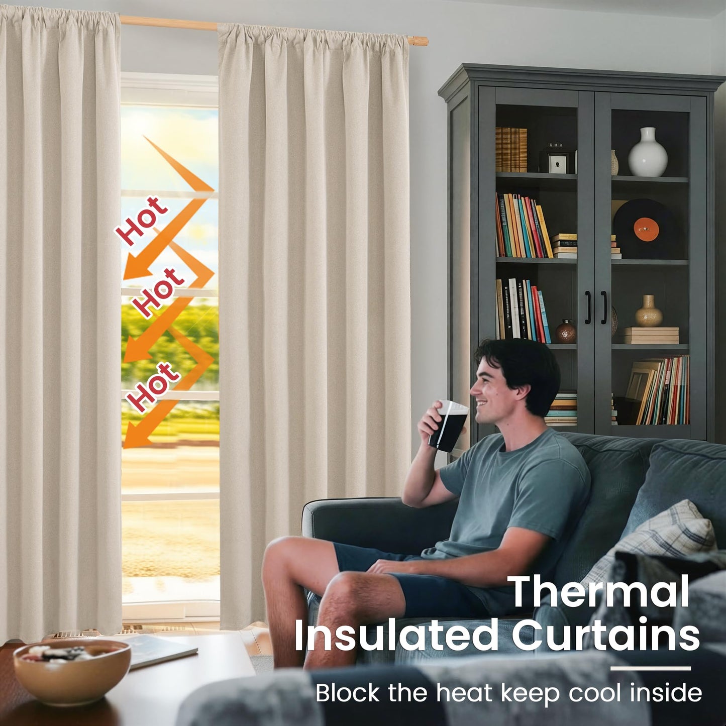 BGment Linen Blackout Curtains 84 Inches Long, Black Out Drapes Room Darkening with Rod Pocket for Bedroom Living Room Insulated, 2 Panels, Each Panel 52 Inch Wide