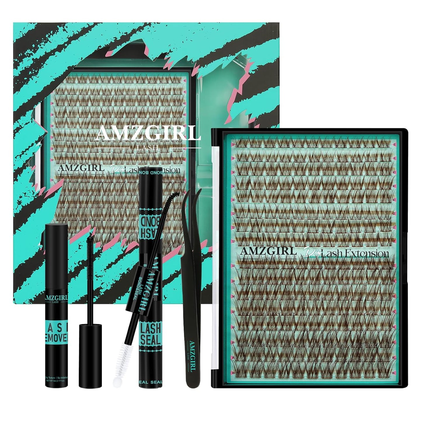 Lash Clusters Kit - 160pcs Natural Eyelash Extensions with Bond, Seal & Applicator Tool | Waterproof & Easy to Use at Home