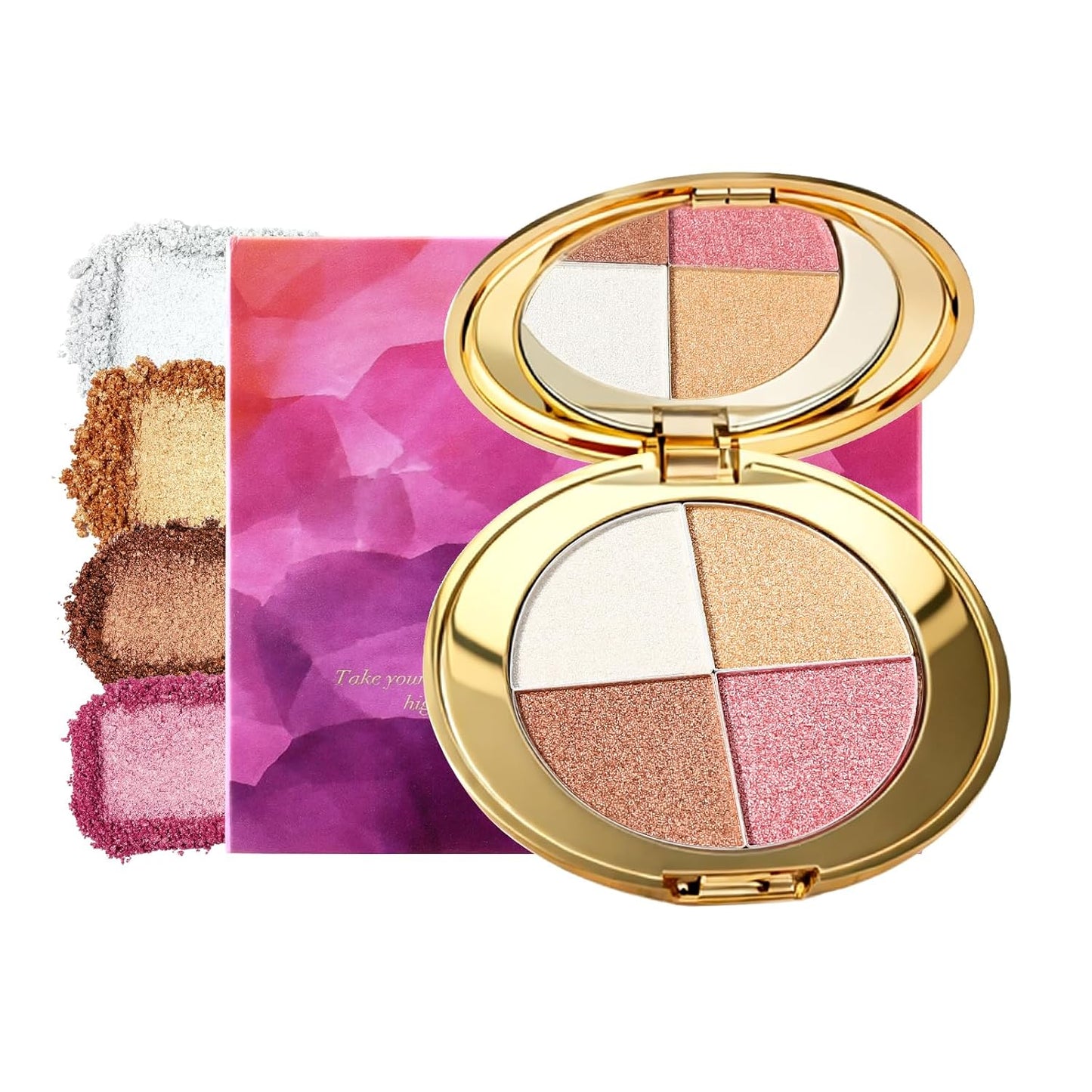 Eyes & Cheeks Makeup Palette - 4-in-1 Eyeshadow, Blush, Highlighter & Bronzer | Smooth Velvet Texture, Travel-Friendly Kit
