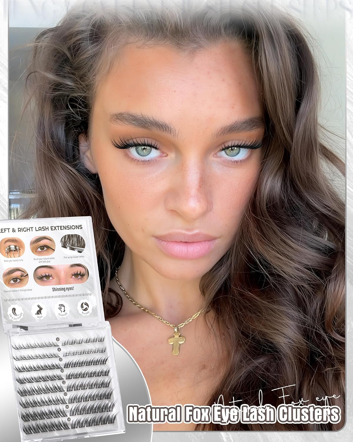Fox Eye Lash Clusters - Natural Eyelash Extensions 8-14MM | Pre-Mapped Cat Eye Design