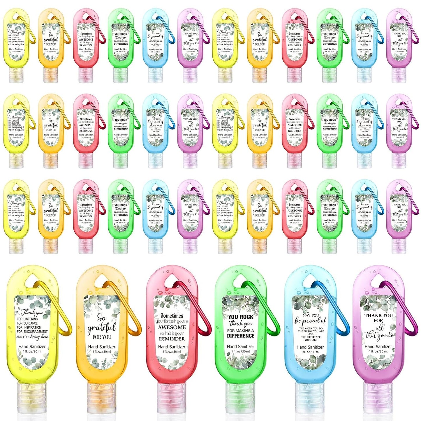 Mini Travel Size Hand Sanitizer Keychain - 24 Pcs Gift Set for Teachers, Nurses & Staff | Appreciation Thank You Bulk