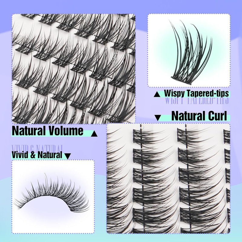 Natural Lash Clusters - Short Cat Eye Eyelash Extensions 7-14mm | Wispy C Curl DIY Lashes