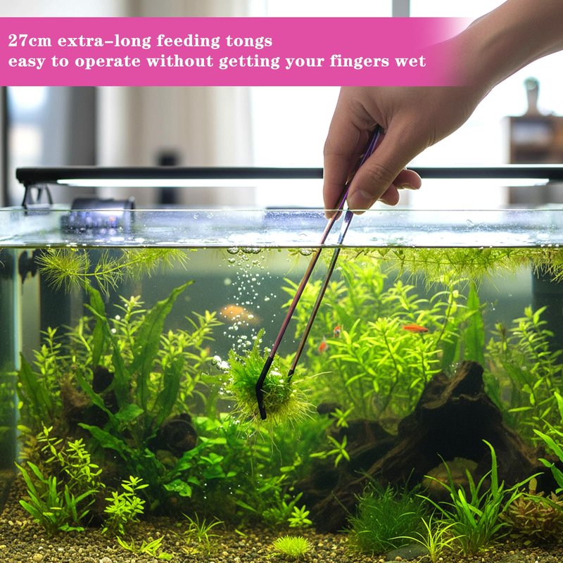 LXUEJIE 3PCS Stainless Steel Reptile Feeding Tongs with Rubber Tip, 10.6" Straight Curved Long Tweezers, Extra Long Aquarium Tweezers for Bearded Dragons, Lizards, Terrarium Tank Supplies