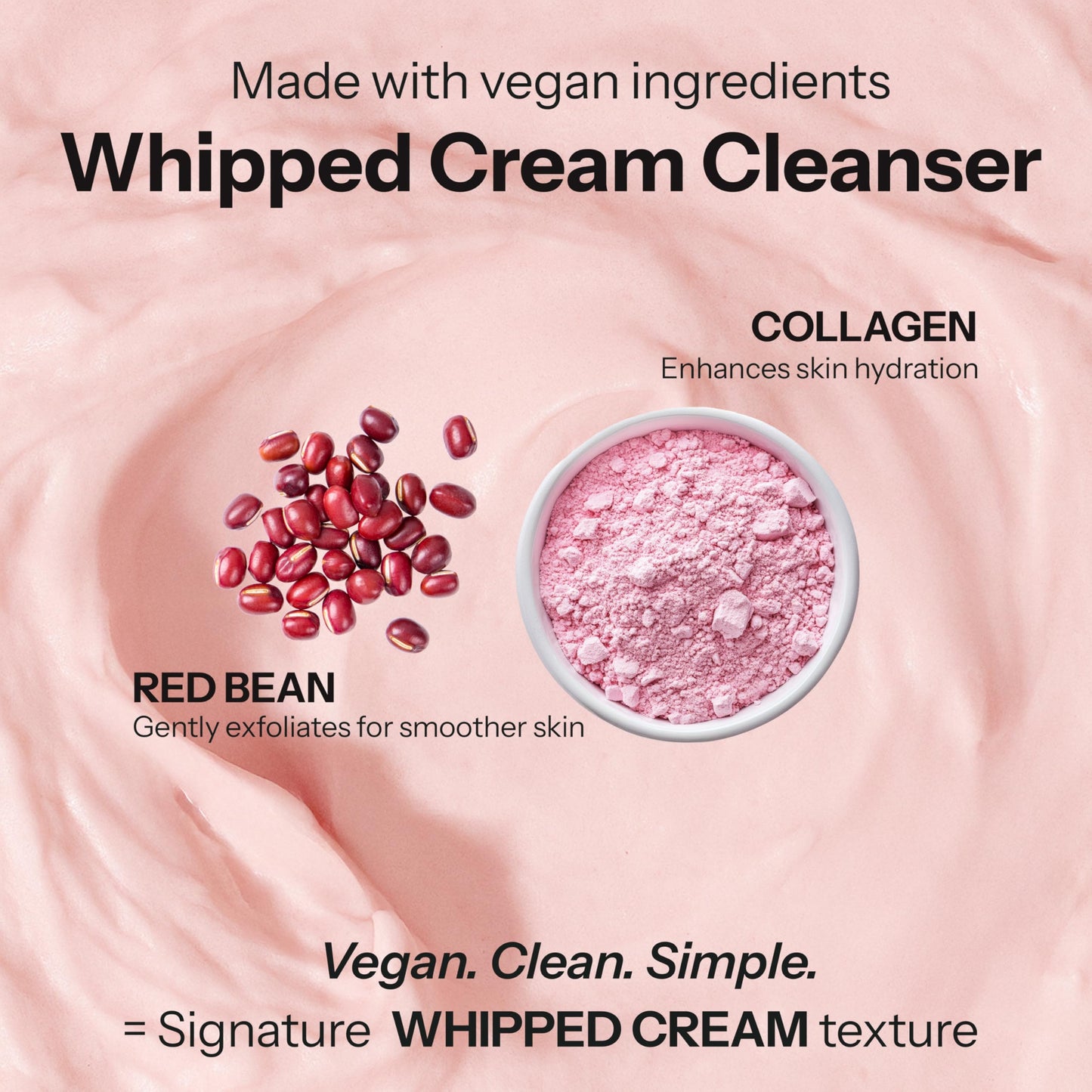 Flufie Whipped Facial Cleanser with Collagen & Red Bean – Gentle Exfoliating, Hydrating & Brightening for Smooth Skin – Dermatologist Tested, Anti-Aging, Korean Skin Care – Clean Beauty – 4.4 Oz