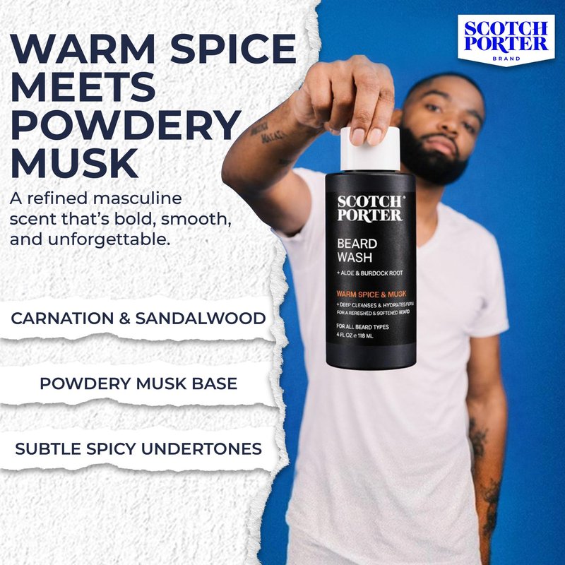 Scotch Porter Moisturizing Beard Wash – Cleanse, Refresh, Hydrate & Soften Coarse, Dry Facial Hair while Protecting Skin for a Fuller-Looking Beard – Original Scent, 8 oz. Bottle