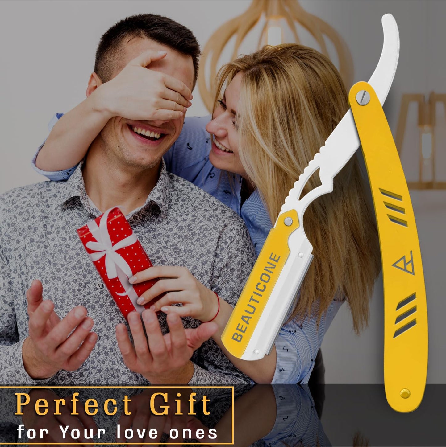 BEAUTICONE Straight Razors for Men, Straight Edge Razor, Single Edge Replacement Blades, Stainless Steel, Barber Razor for Men's Shaving, Barber Shaving Knife