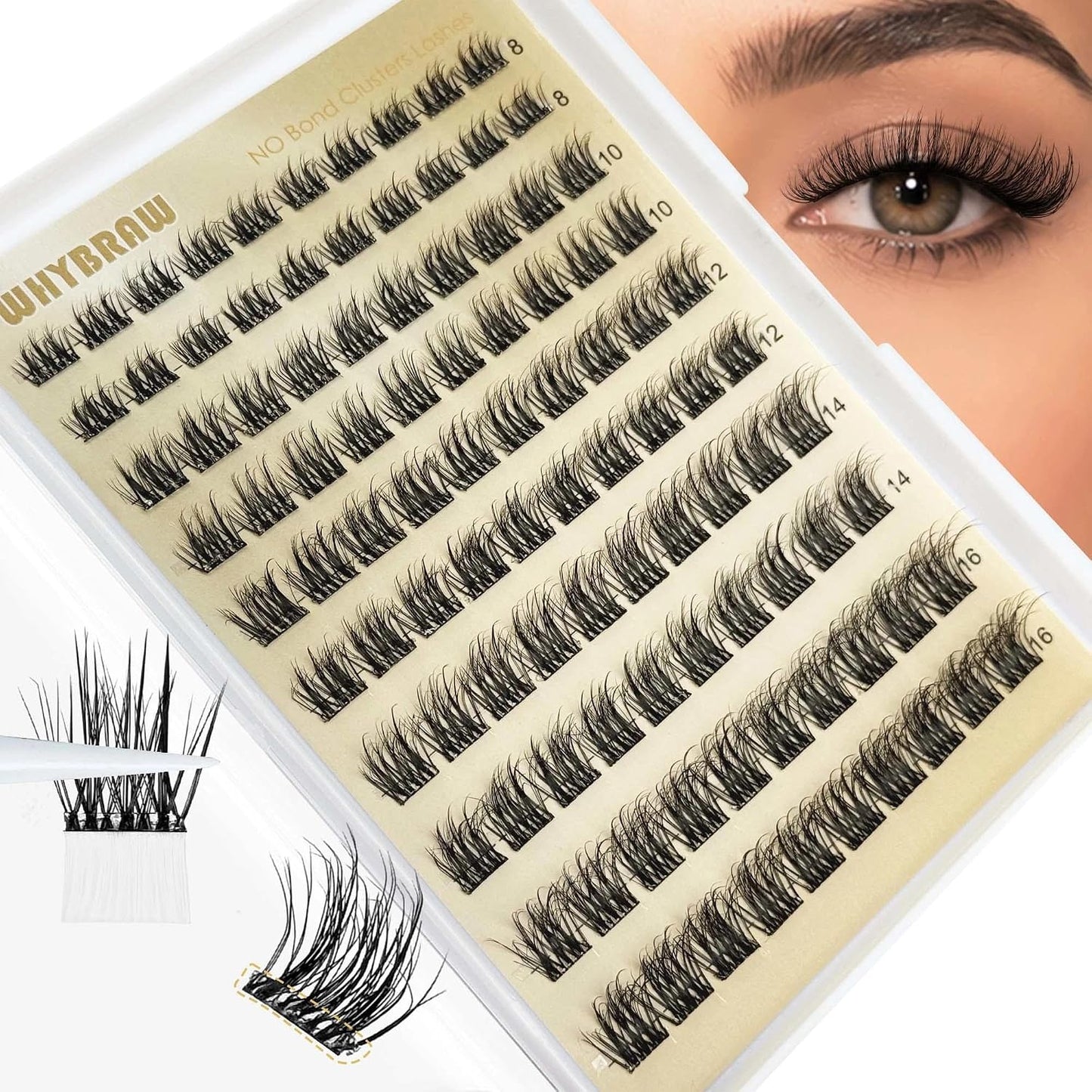 Manga Cluster Eyelash Extensions - Spiky C-Curl Wispy Lashes | 8-18MM, 140pcs, Ultra-Thin Band