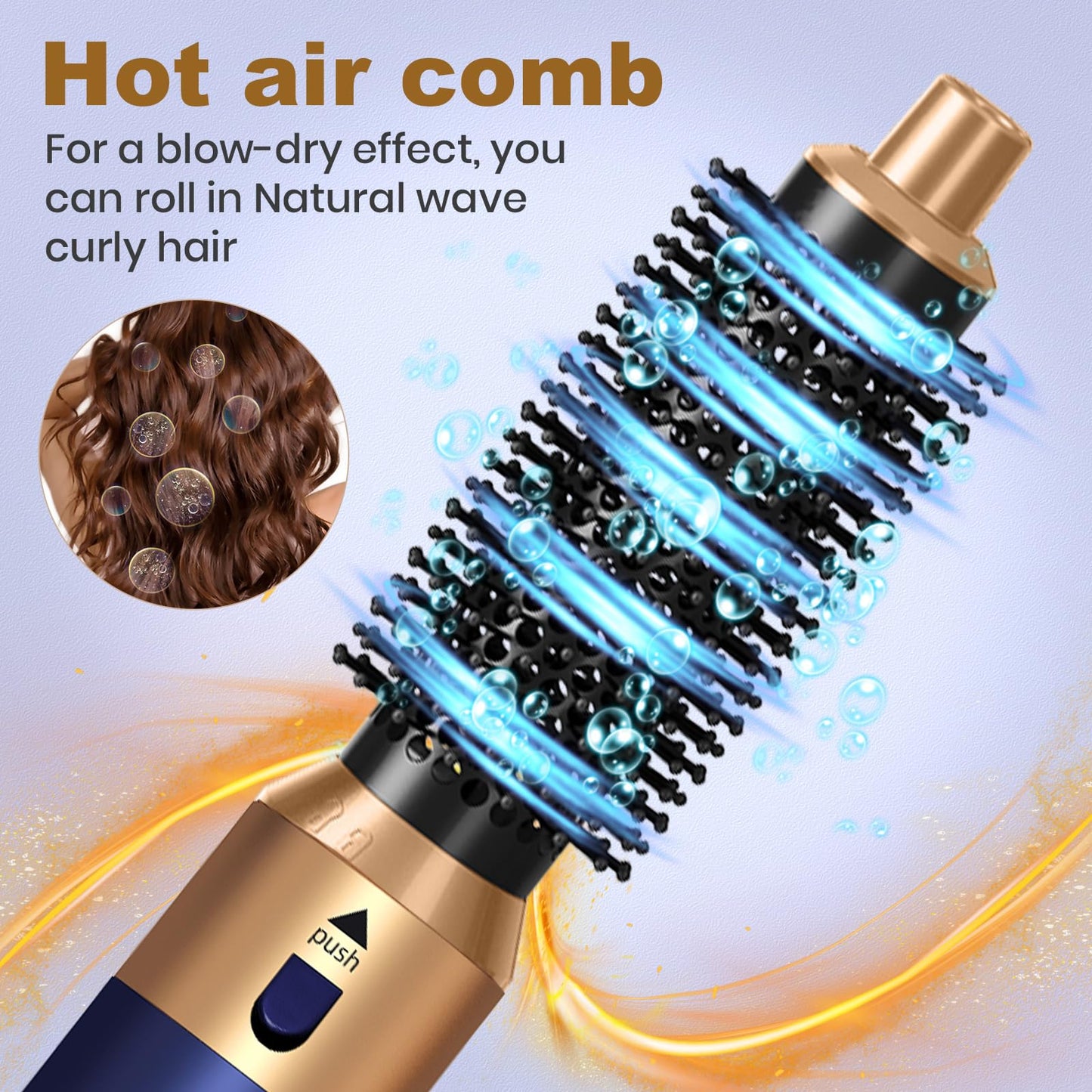 Hair Dryer Brush 5 in 1, Negative Ion Blow Dryer Brush Set - 110,000 RPM High- Speed Hot Air Brush Air Styler Curling Wrap Air Curler, Curling Iron Hair Styling Tool for Straight Curl Drying Smoothing
