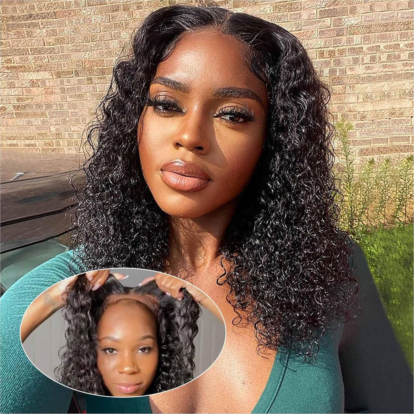 Curly Bob Wig - 200% Density Deep Wave Human Hair | 5x5 HD Lace Closure, 18 Inch, Black for Women