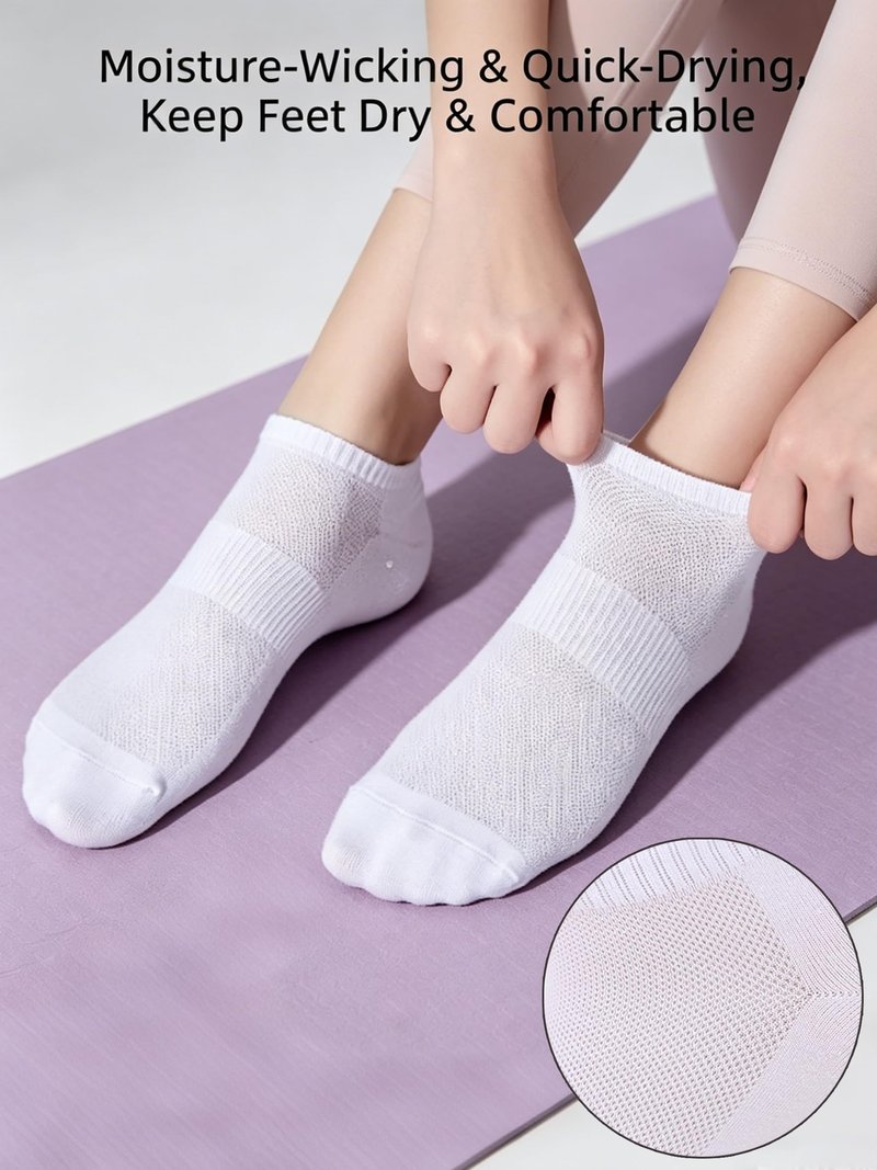 6 Pairs Low Cut Ankle Socks for Women Men, Silicone Anti-Slip No Show Socks with Soft Breathable Cotton Cushioned Heel, Fit US Size 6-10.5/6-9.5, Black White Grey