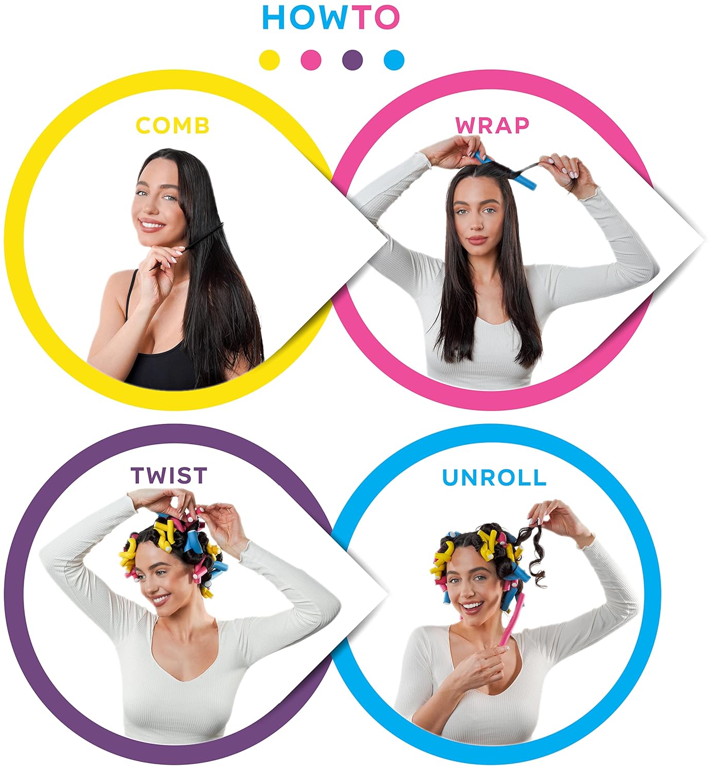 Tifara Beauty Heatless Flexible Hair Rollers - 42-Pack Soft Foam Curling Rods for Short & Long Hair