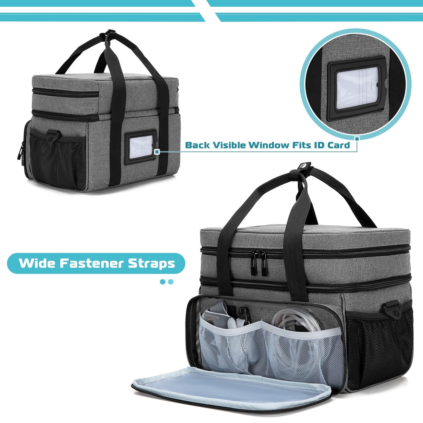 CURMIO CPAP Travel Bag Storage Case Compatible with ResMed AirSense 11, AirSense 10, AirSense 10 Elite, AirStart 10, Philips Dreamstation, 3B Medical Luna G3, and XT Fit, Gray (Patented Design)