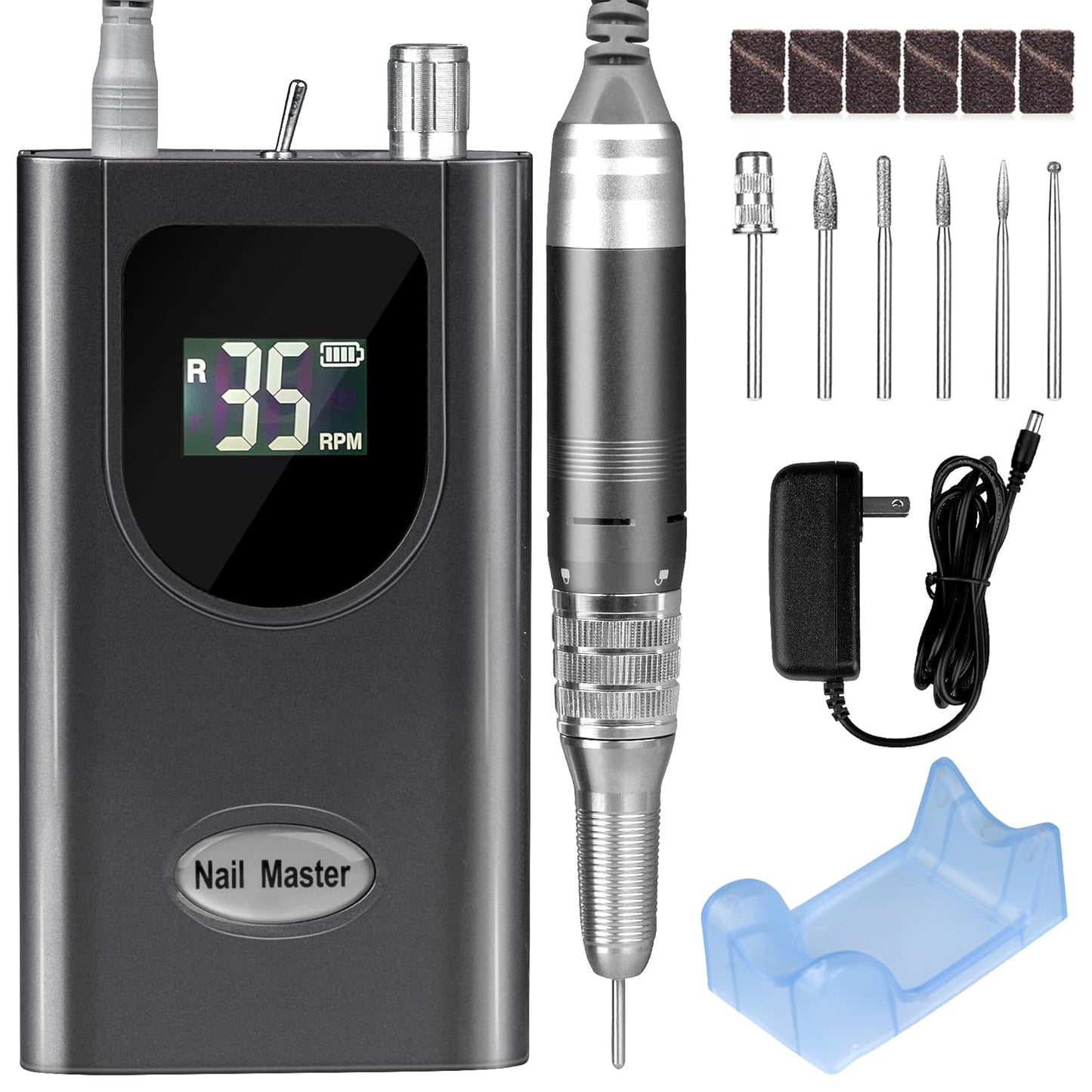 Professional Nail Drill Machine - 35000RPM Rechargeable Efile for Acrylic Gel Nails | Portable & Low Heat (Violet)