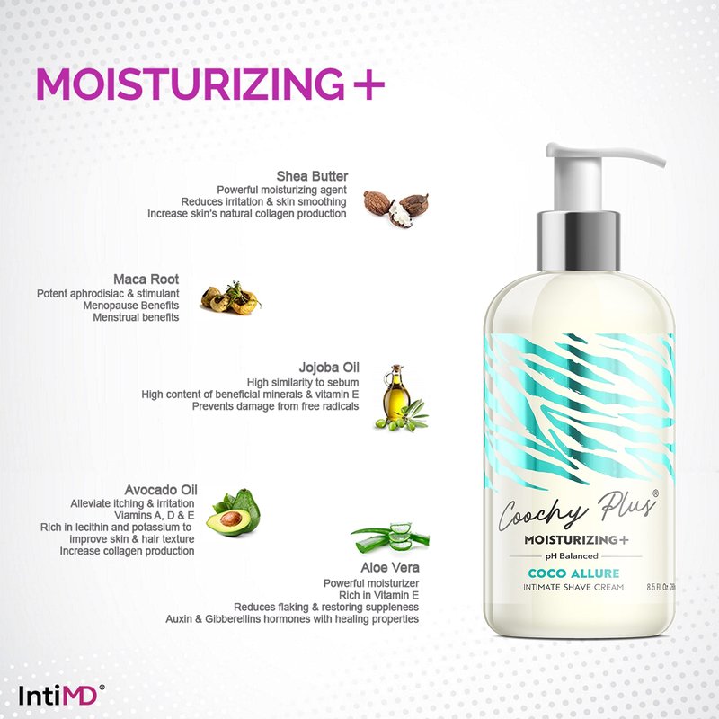 IntiMD Coochy Plus HydroLock Moisturizing + 3-Steps Kit Intimate Shave Gift Set Nouria Pre-Shave Elixir Oil + Coochy Plus Shave Cream + Coochy Plus After Shave Protection Mist (Set of 3, Sweet Diva)