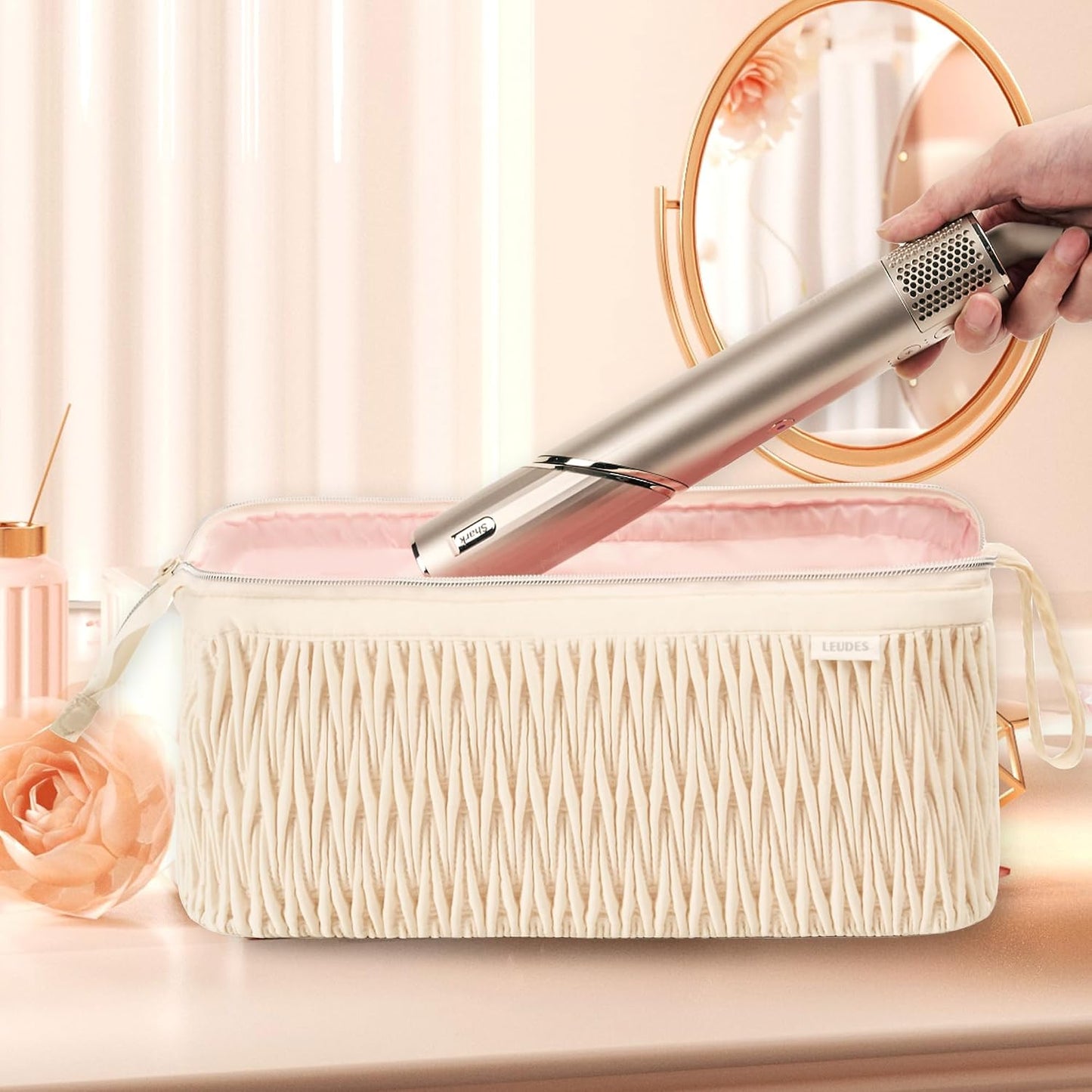 Dyson Airwrap Travel Case - Organizer for Shark Hair Dryer & Airstraight Flex Style | Beige