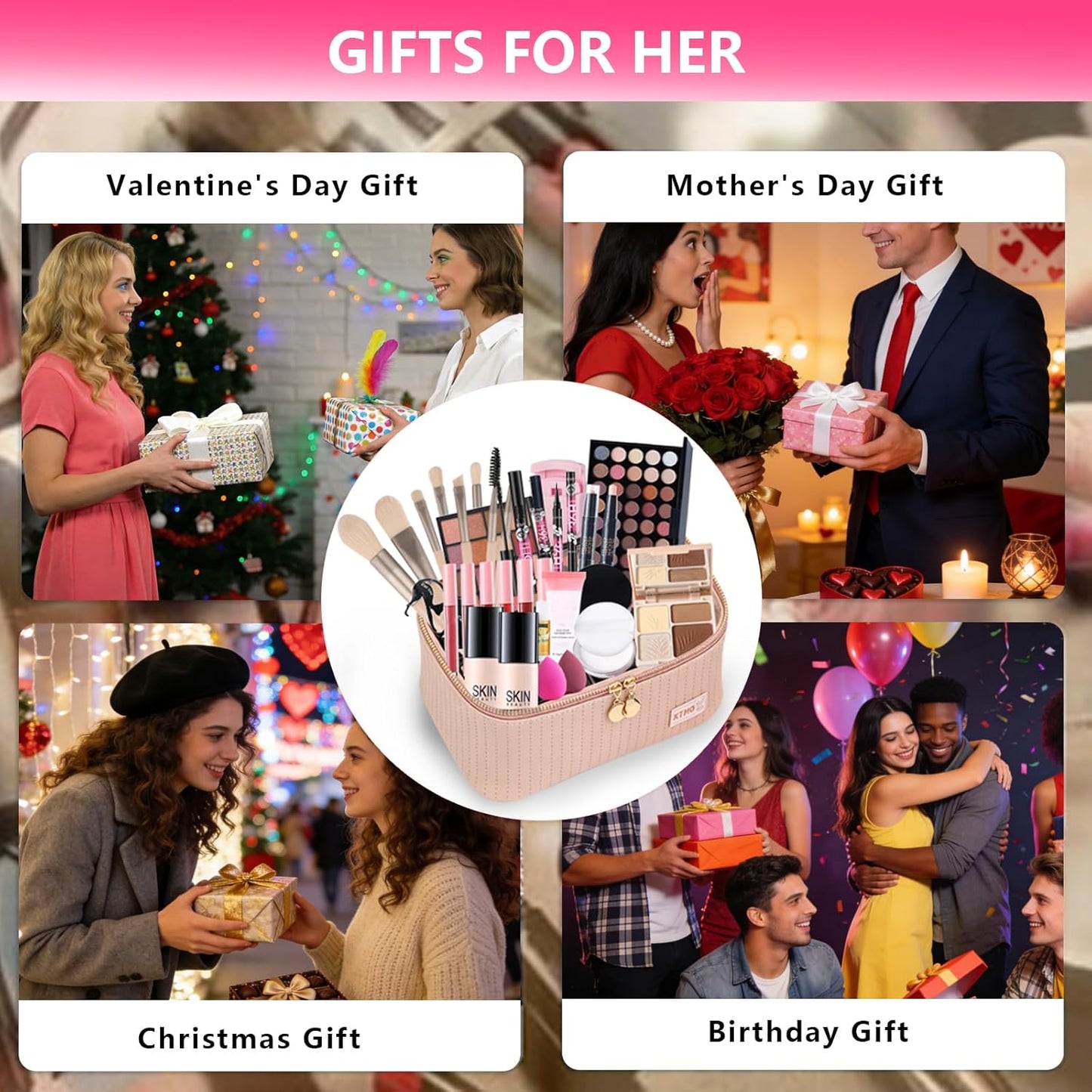 All-in-One Makeup Kit for Women | Complete Gift Set with Eyeshadow, Foundation, Lipsticks & Brushes - Perfect for Teens & Girls