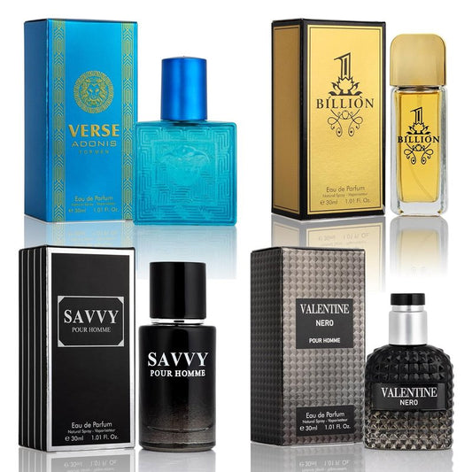 Signature Scent Mini Fragrance Set for Men - 4-Piece Collection of Woody, Spicy, Citrus & Aromatic Scents | 30ml Bottles